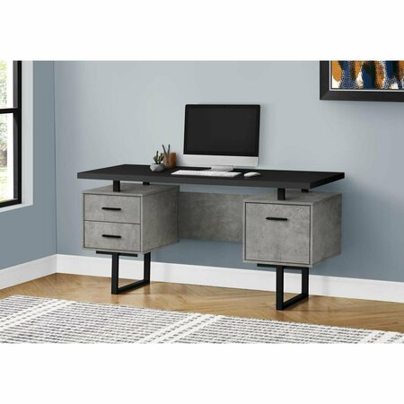 DAPHNES DINNETTE 60 in. Metal Computer Desk Black & Grey Concrete - Black DA3067004